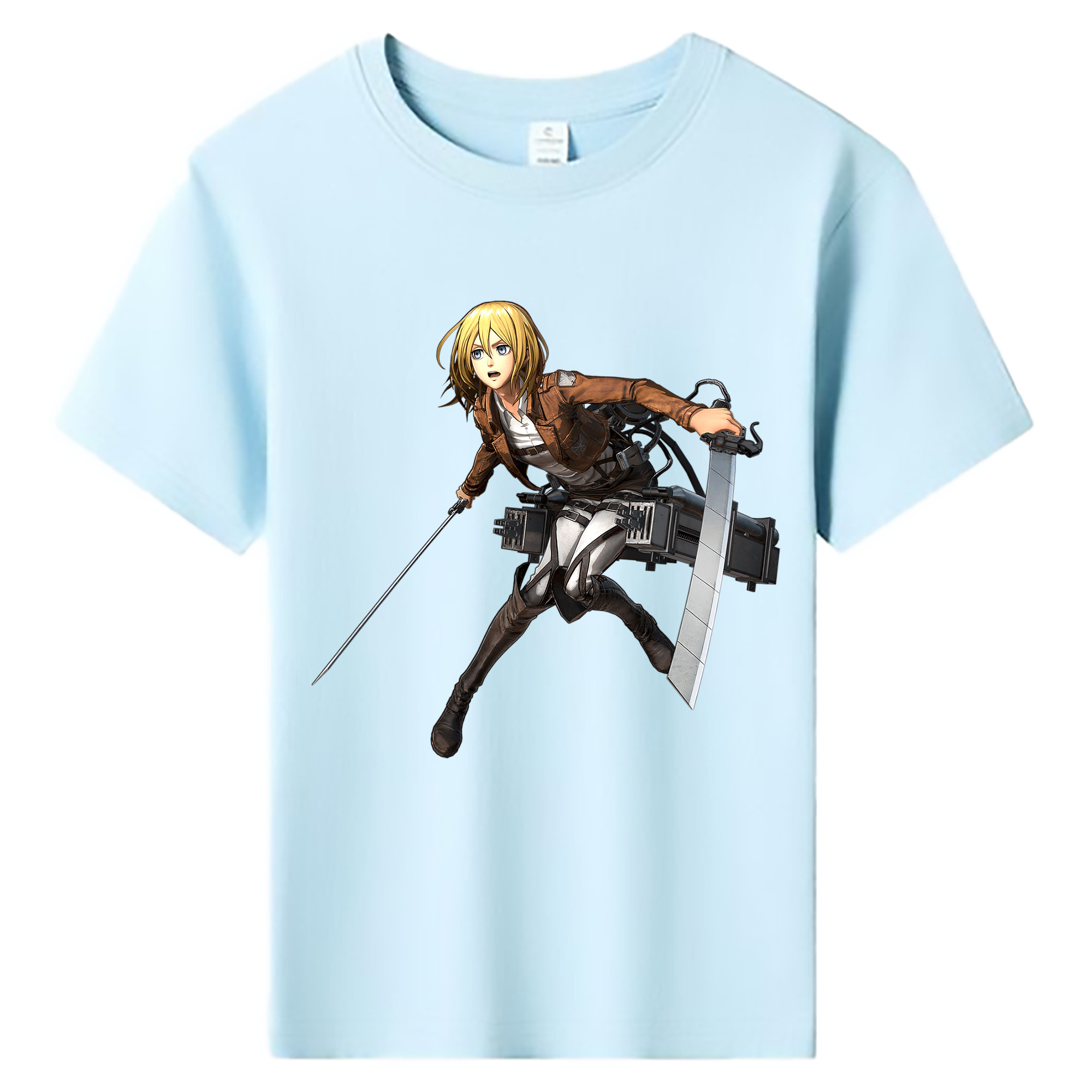 （画像用） 進撃の巨人 クリスタ·レンズ Attack on Titan Christa Lenz 綿100％キッズTシャツ（フロントプリント）